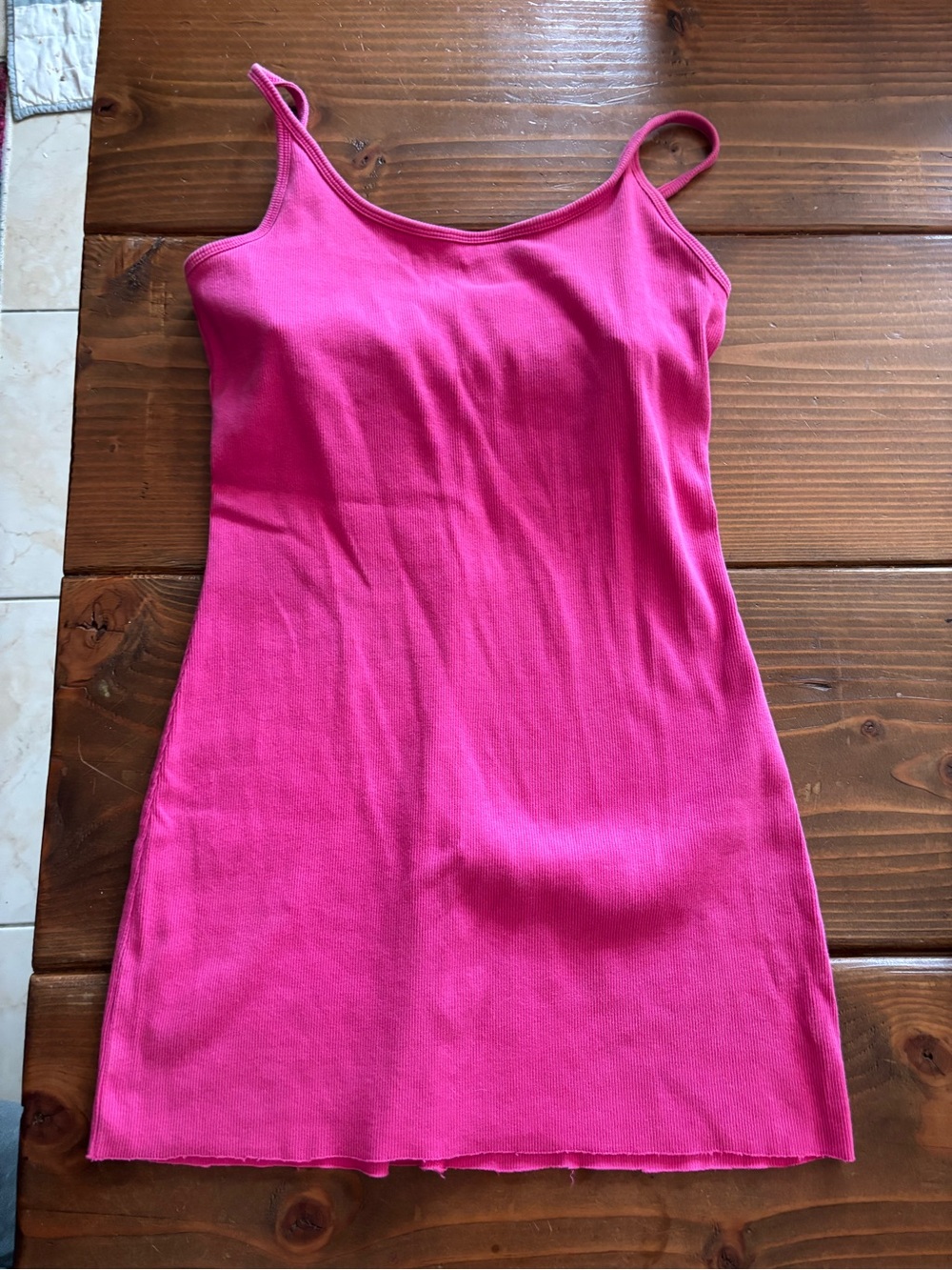 Hot Pink Ribbed Tank Mini Dress